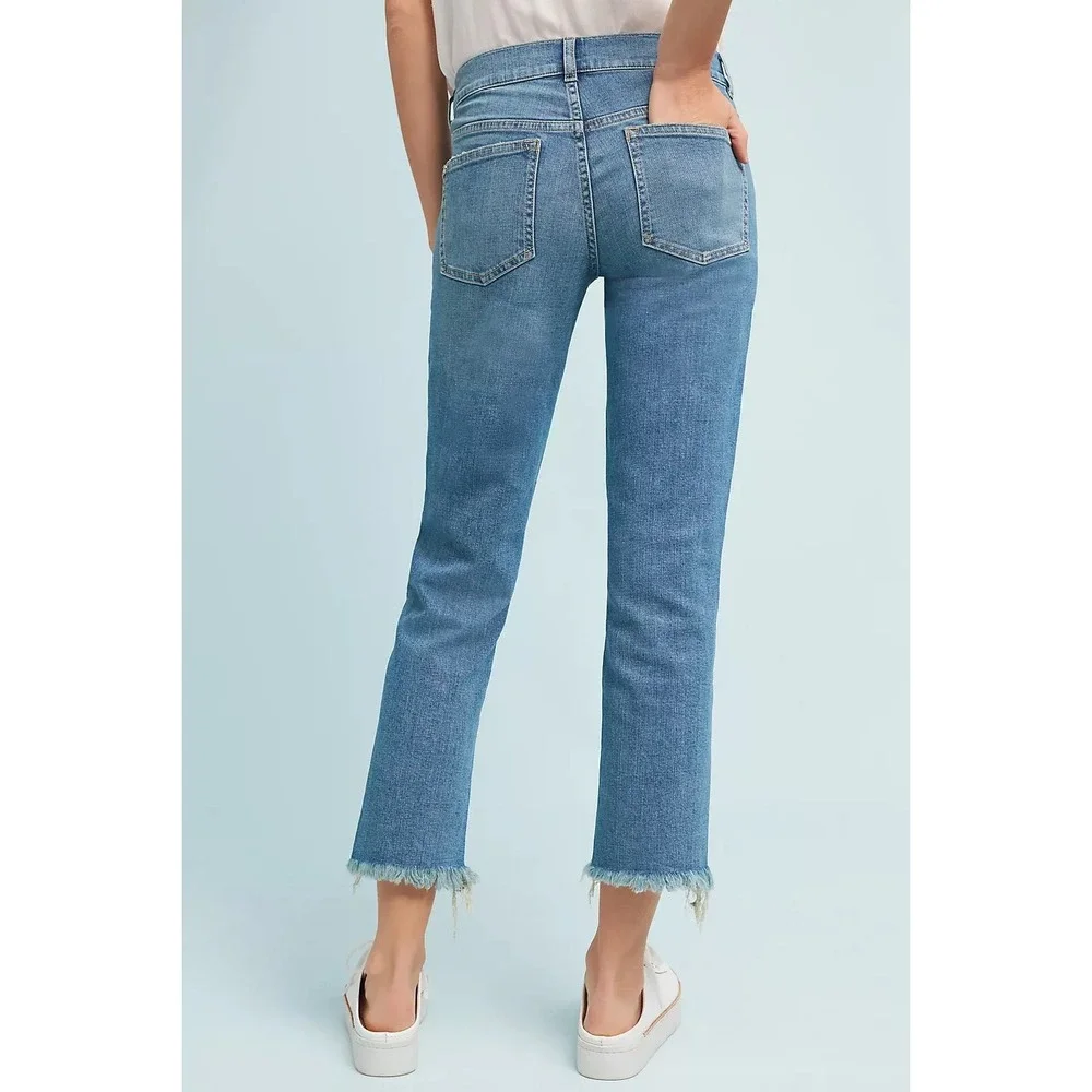 Pilcro Hyphen Pearl Mid-Rise Relaxed Boyfriend Jeans 25 Petite Embellished Crop - Picture 10 of 16